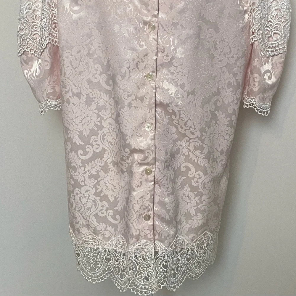 Scott McClintock Vintage Top Plus Size Victorian Puff Sleeve Pink Lace Top - Picture 12 of 14
